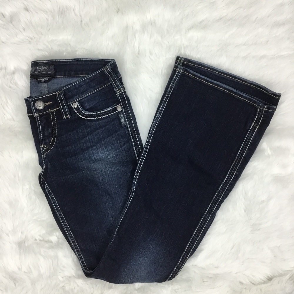 Silver Frances 22" Flare Jeans 28x33 Dark Wash